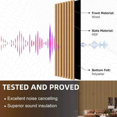Acoustic wood wall panel for sound absorption and noise control, adding a stylish, natural wood texture to any space while improving acoustics